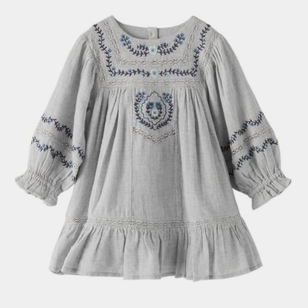 ZARA Heathered Embroidered Dress